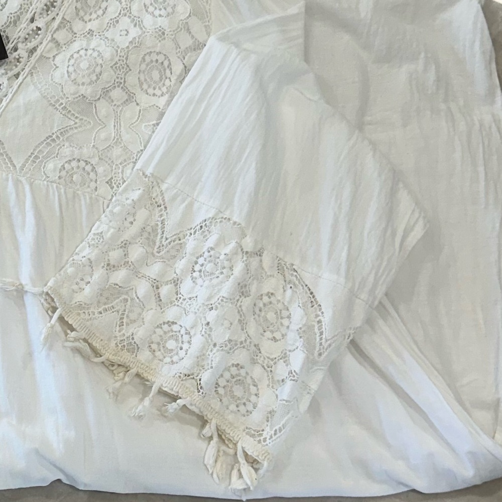 NWT Ornella Paris White Crochet Lace Boho Dress - Picture 5 of 9